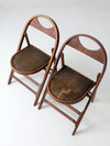 antique wooden folding chairs pair