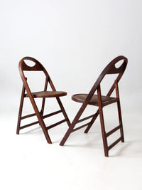 antique wooden folding chairs pair