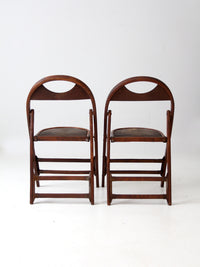 antique wooden folding chairs pair