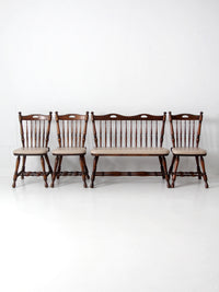 vintage oak dining chairs and bench set 4