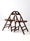 antique wooden folding chairs pair