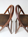 antique wooden folding chairs pair