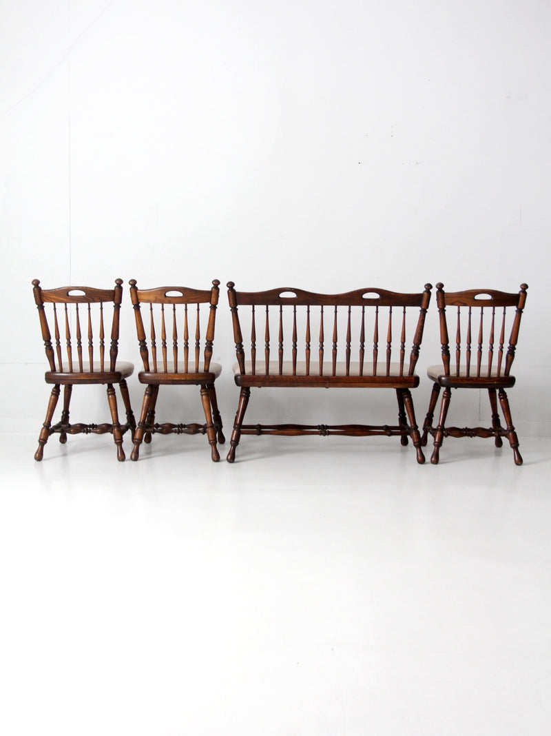 vintage oak dining chairs and bench set 4