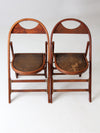 antique wooden folding chairs pair