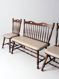 vintage oak dining chairs and bench set 4