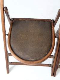 antique wooden folding chairs pair