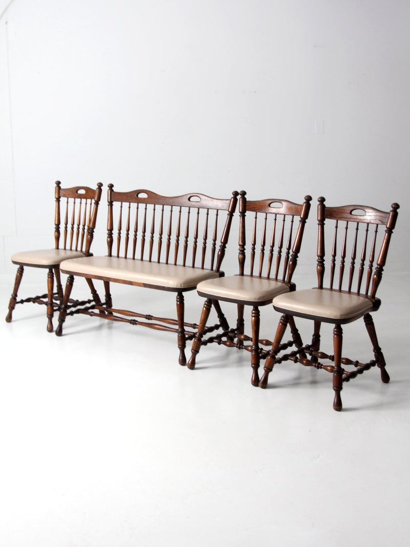 vintage oak dining chairs and bench set 4