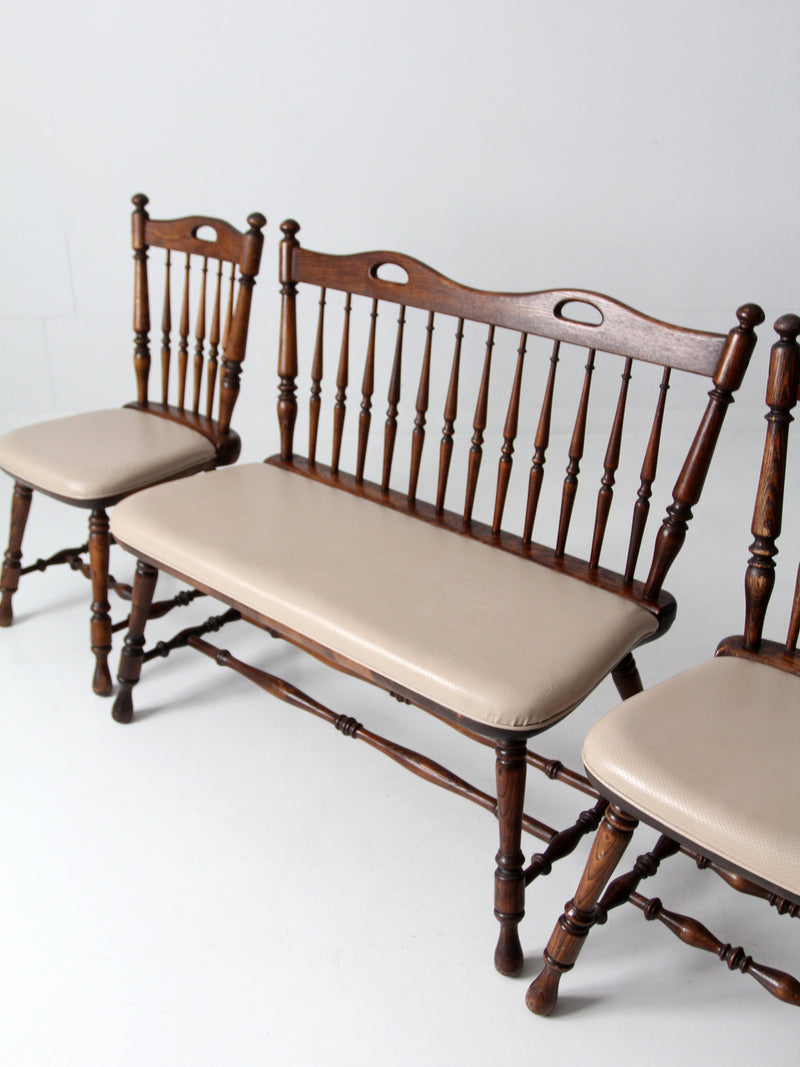 vintage oak dining chairs and bench set 4