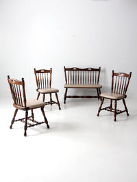 vintage oak dining chairs and bench set 4