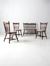 vintage oak dining chairs and bench set 4