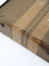 vintage striped canvas suitcase