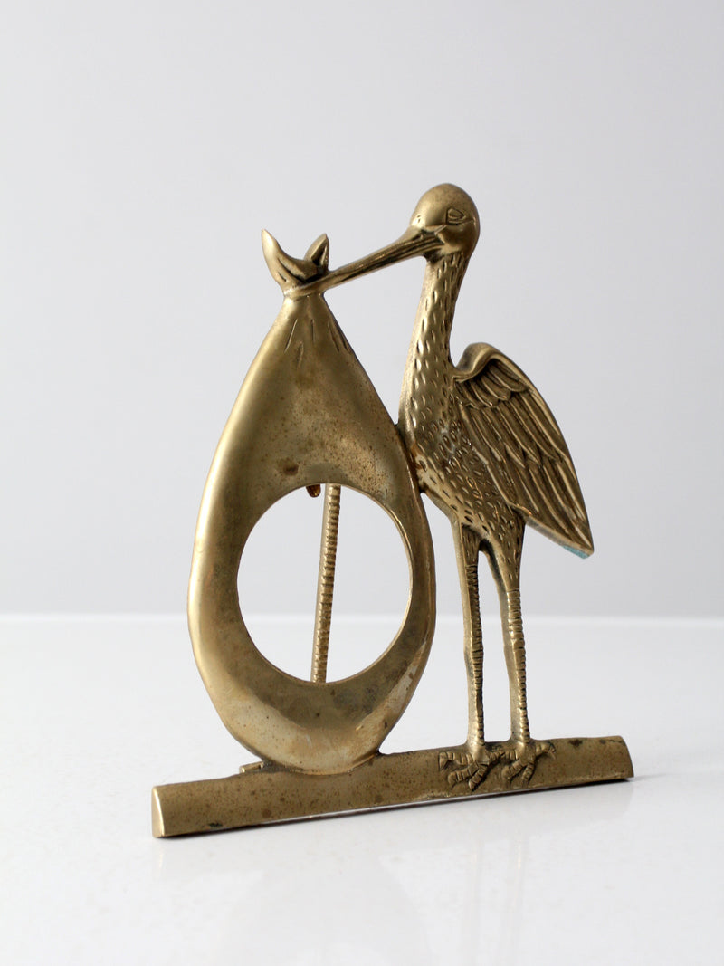 mid century brass stork picture frame