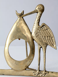 mid century brass stork picture frame