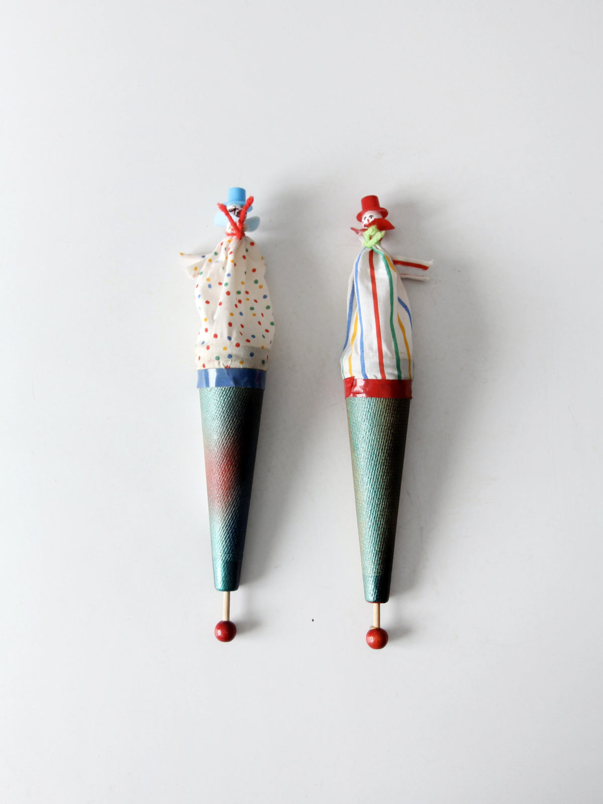 vintage pop up clown cone puppets pair