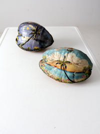 vintage hand painted coconuts Florida souvenir pair