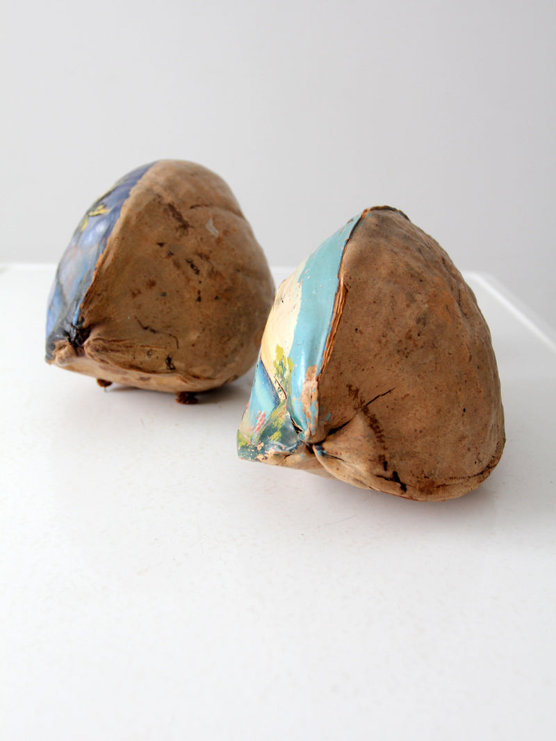 vintage hand painted coconuts Florida souvenir pair