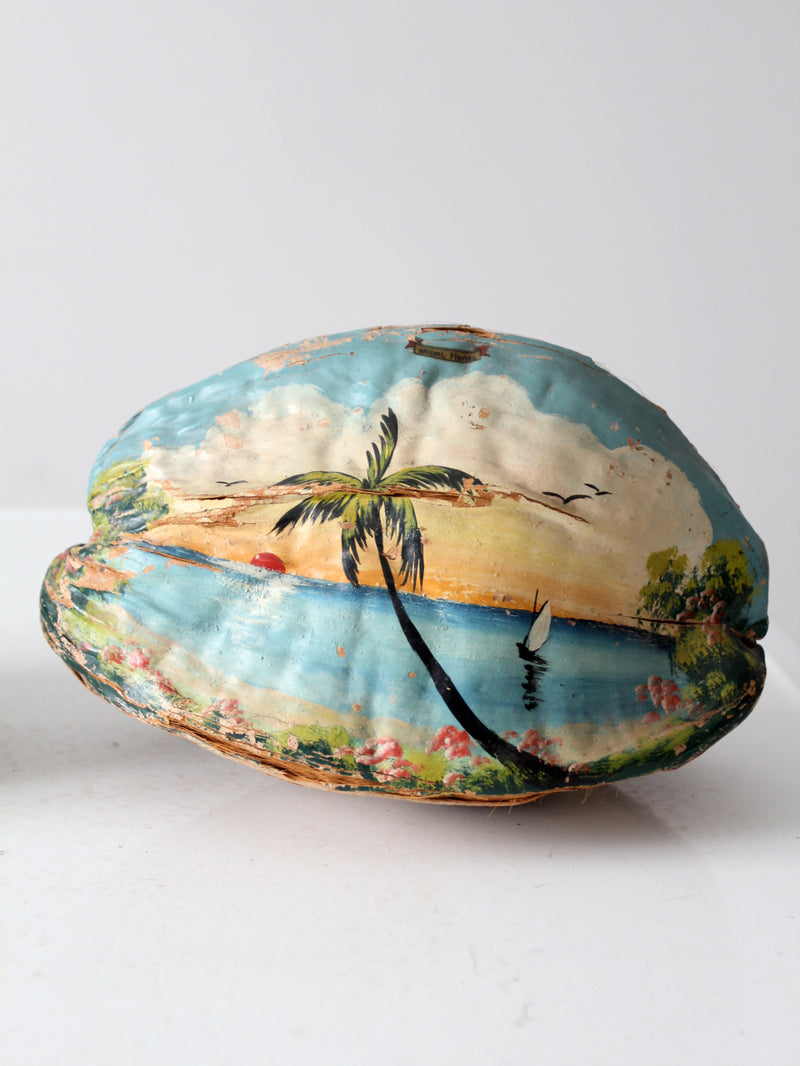 vintage hand painted coconuts Florida souvenir pair