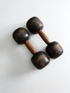 antique wooden hand weights