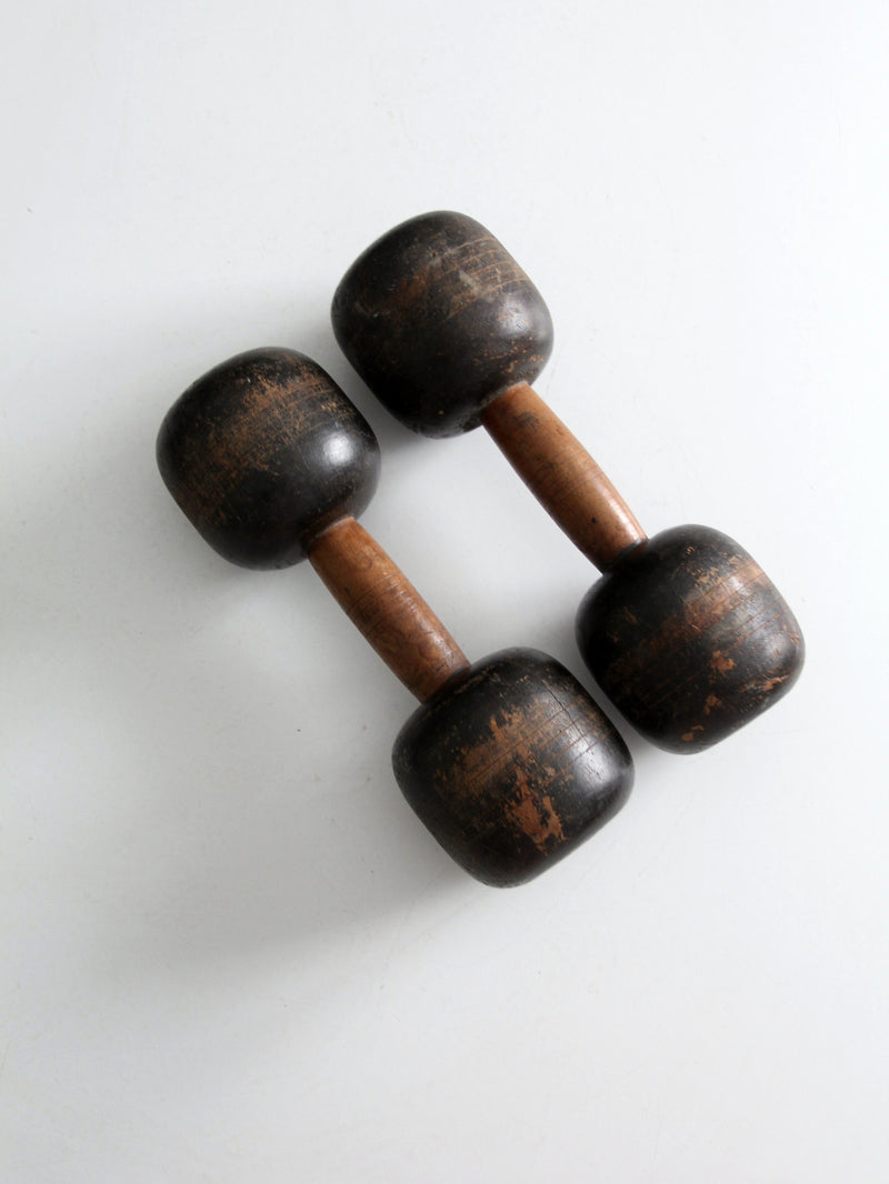 antique wooden hand weights