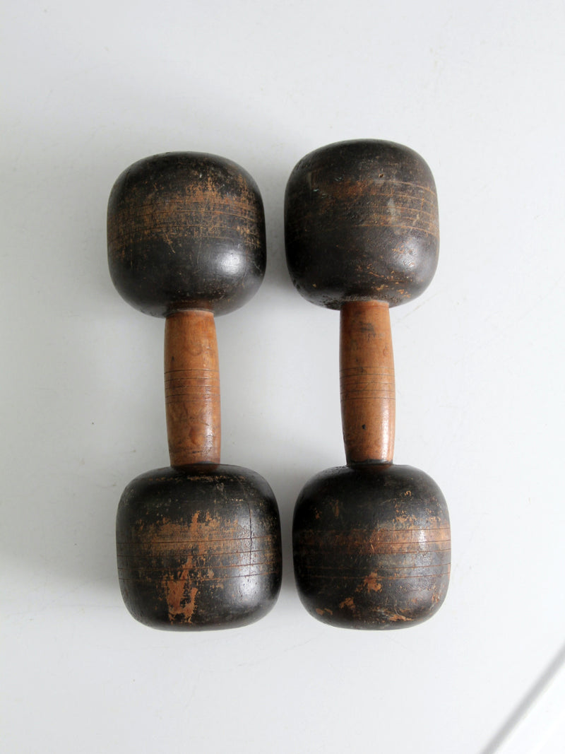 antique wooden hand weights