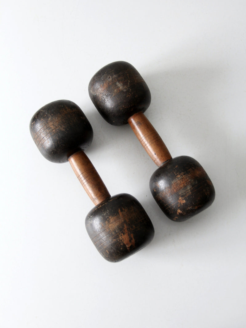 antique wooden hand weights