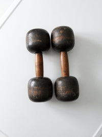 antique wooden hand weights