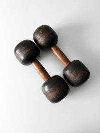 antique wooden hand weights