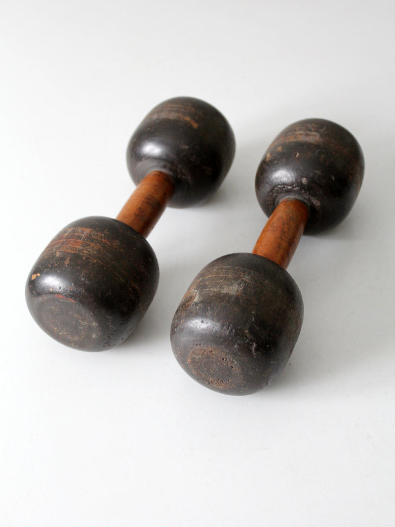 antique wooden hand weights