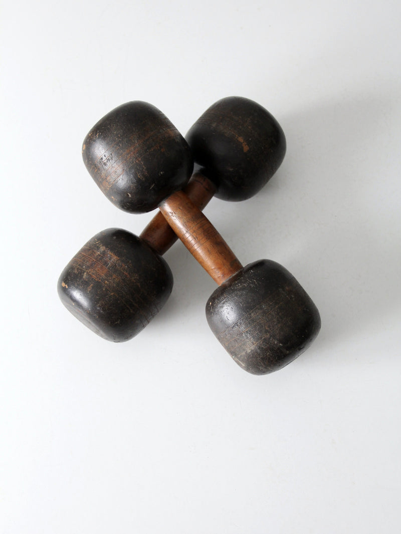 antique wooden hand weights