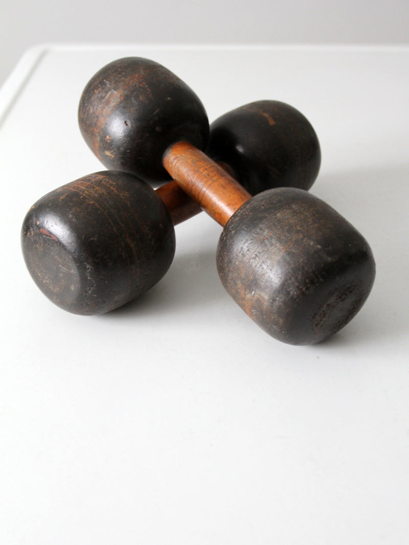 antique wooden hand weights