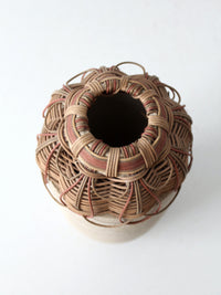 vintage "basket pottery" vase