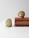 mid-century brass sea shell bookends