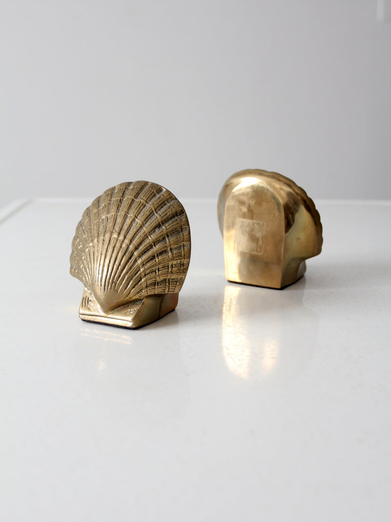 Pair of Vintage Brass Clam Shell Bookends at 1stDibs  brass shell bookends,  shell book ends, vintage brass shell bookends
