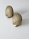 mid-century brass sea shell bookends