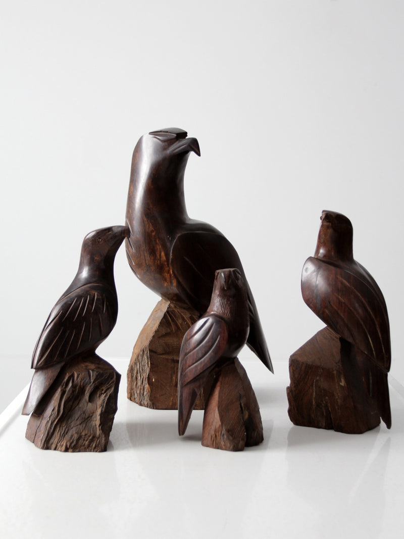 vintage wood eagle statues