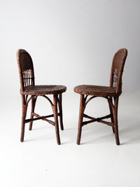 antique wicker chairs pair