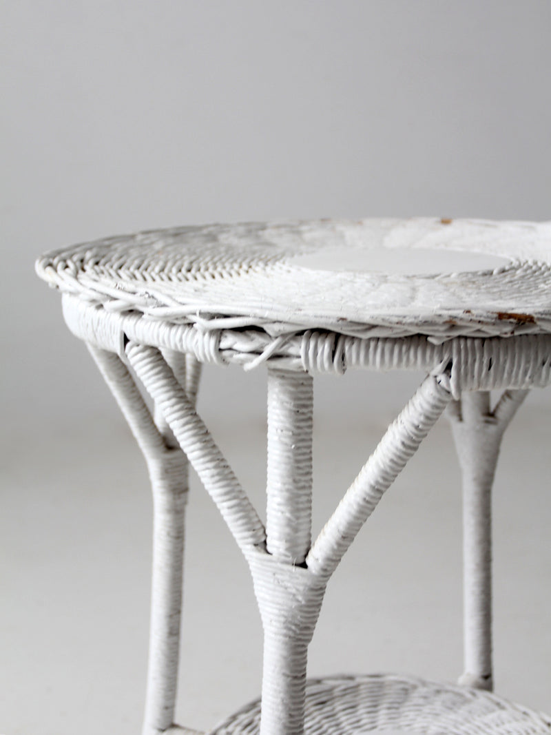 antique white wicker table