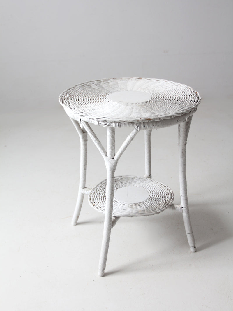 antique white wicker table
