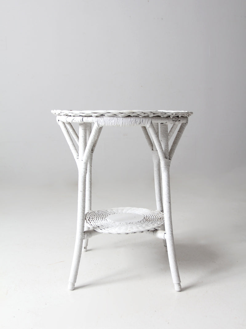 antique white wicker table