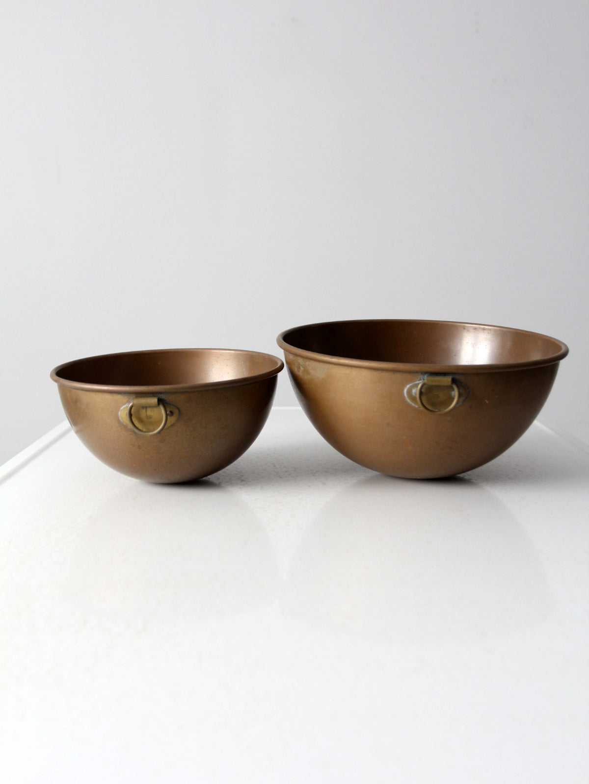 vintage copper mixing bowls pair
