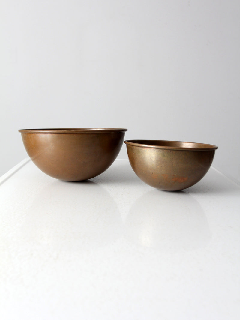 vintage copper mixing bowls pair