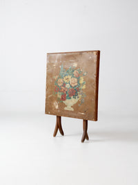 vintage wood folding table with floral top