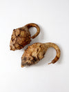 vintage maranka cave man's club gourds pair
