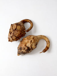 vintage maranka cave man's club gourds pair