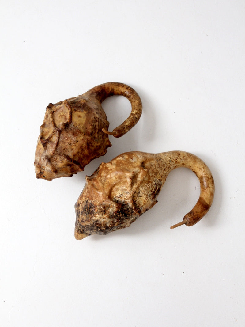 vintage maranka cave man's club gourds pair