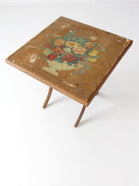 vintage wood folding table with floral top