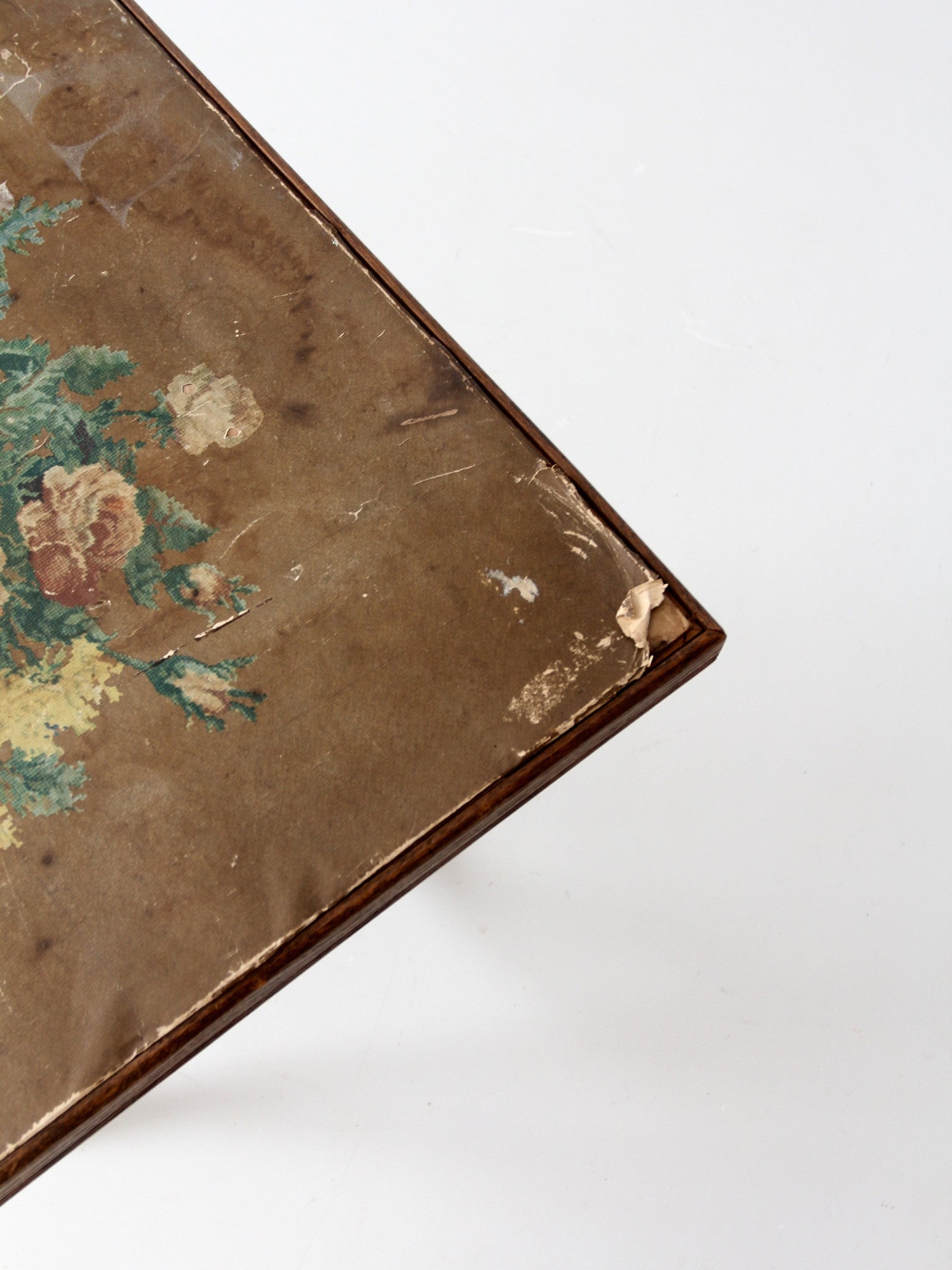 vintage wood folding table with floral top