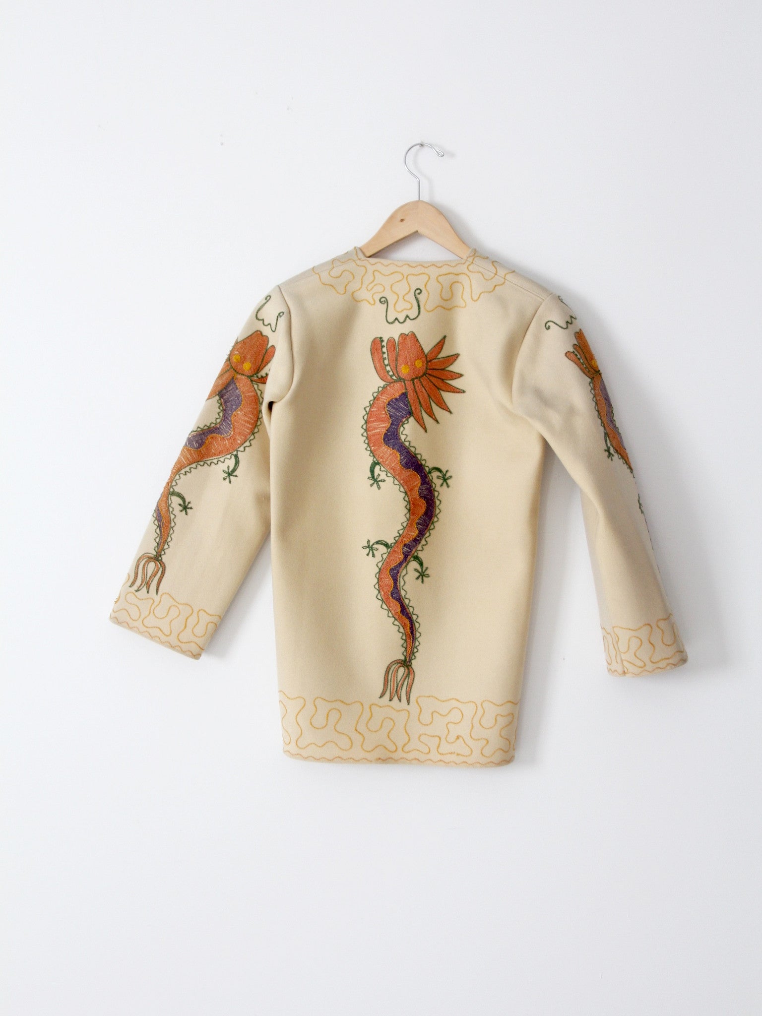 vintage 40s embroidered dragon wool tourist jacket