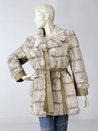 vintage 70s faux fur belted coat