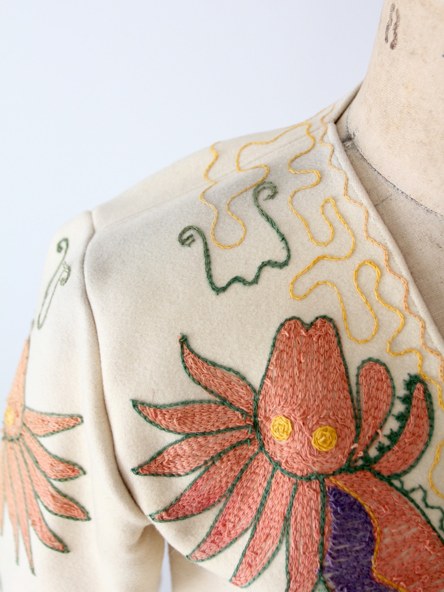 vintage 40s embroidered dragon wool tourist jacket